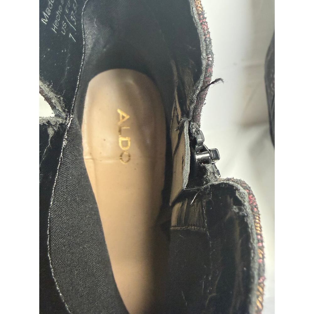 ALDO Metallic Brocade Chunky Ankle Booties Unique Paisley Purple 60s size 7 - Picture 4 of 10